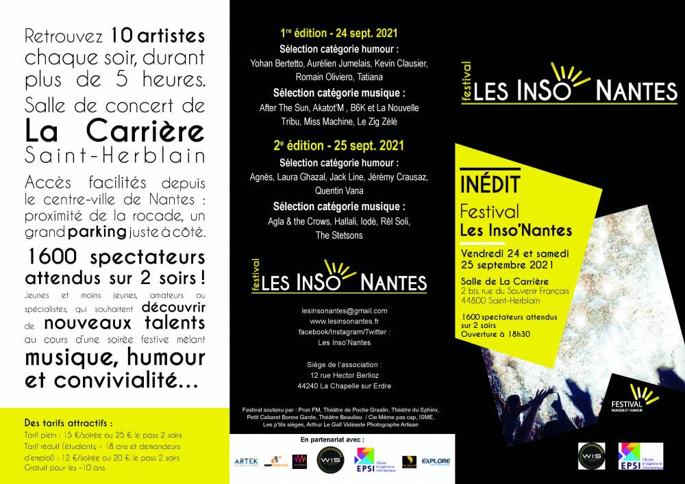 Brochure Festival Les inso' Nantes 2021 - 24 et 25 septembre