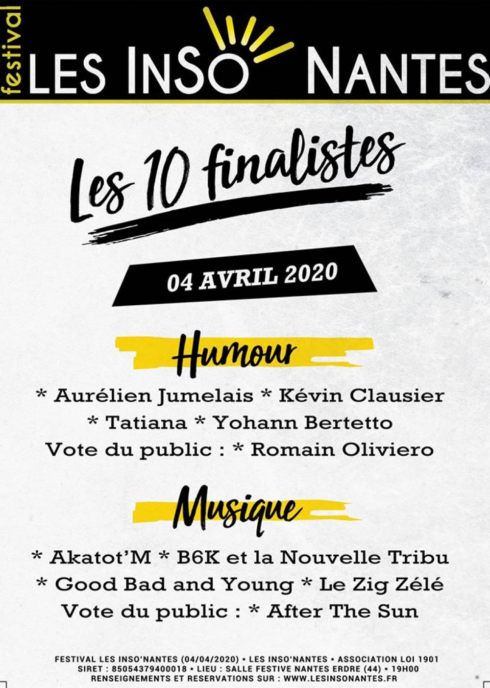 FESTIVAL LES INSO' NANTES 2020 SÉLECTION OFFICIELLE (04/04/2020)